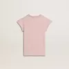 Rosa T-shirt för flickor med volangärmar och broderi Rosa T-shirt för flickor med volangärmar och broderi