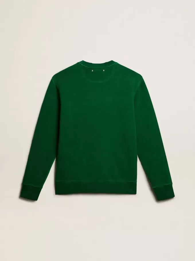 Rundhalsad tröja i grön bomullsfleece