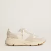 Running Sole för damer i canvas med beige stjärna och platinafärgad metallisk läderflik på hälen Running Sole för damer i canvas med beige stjärna och platinafärgad metallisk läderflik på hälen