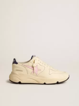 Running Sole för damer i nappaläder med rosa läderstjärna och blå läderflik på hälen