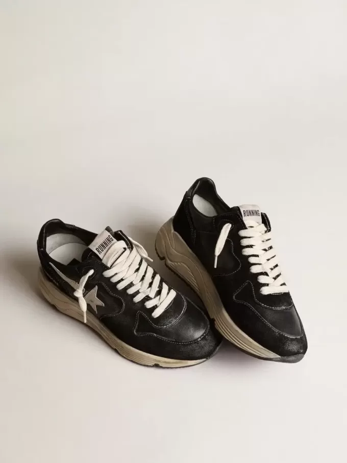 Running Sole för damer i svart nappa och mocka