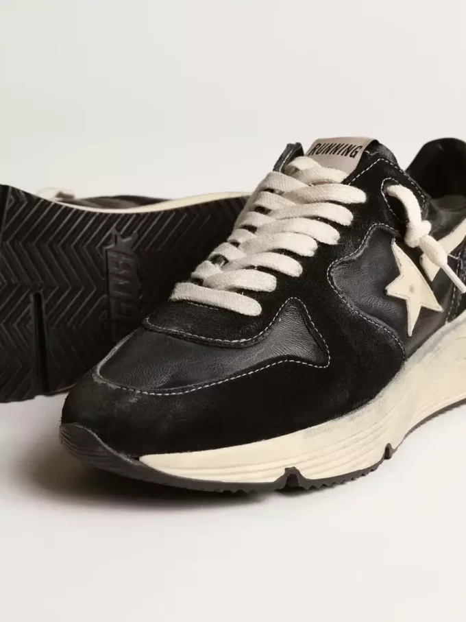 Running Sole för damer i svart nappa och mocka