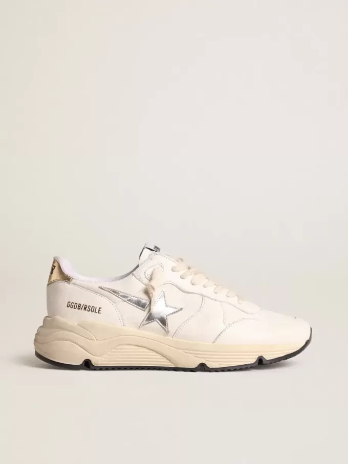 Running Sole i nappa med silverstjärna och guldläderflik på hälen