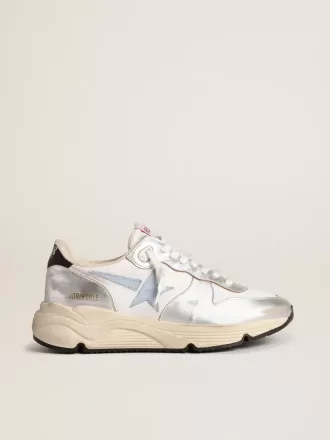 Running Sole i nylon och silvermetalliskt läder med ljusblå stjärna