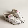 Running Sole i nylon och silvermetalliskt läder med ljusblå stjärna