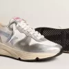 Running Sole i nylon och silvermetalliskt läder med ljusblå stjärna