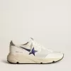 Running Sole i vitt läder och mesh med blå laminatläderstjärna