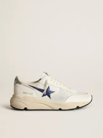 Running Sole i vitt läder och mesh med blå laminatläderstjärna