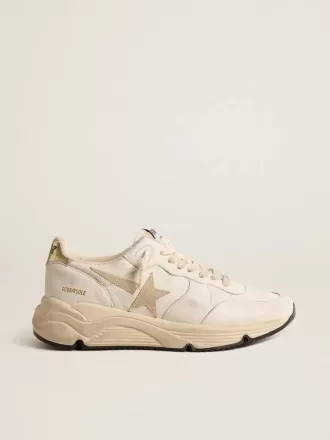 Running Sole LTD för damer i nappa med stjärna i mocka och guldfärgad hälflik