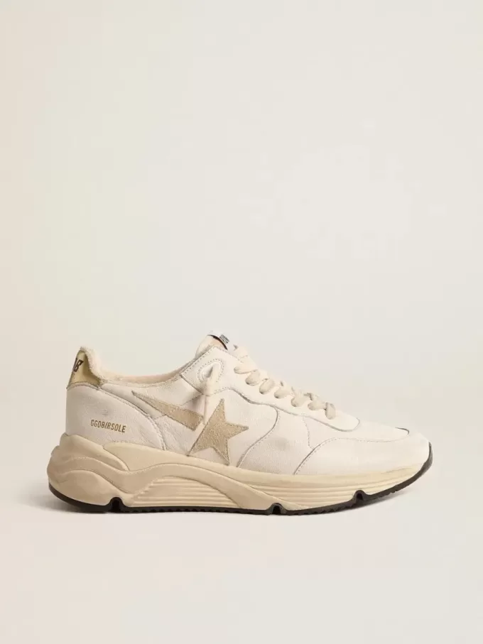 Running Sole LTD för damer i nappa med stjärna i mocka och guldfärgad hälflik