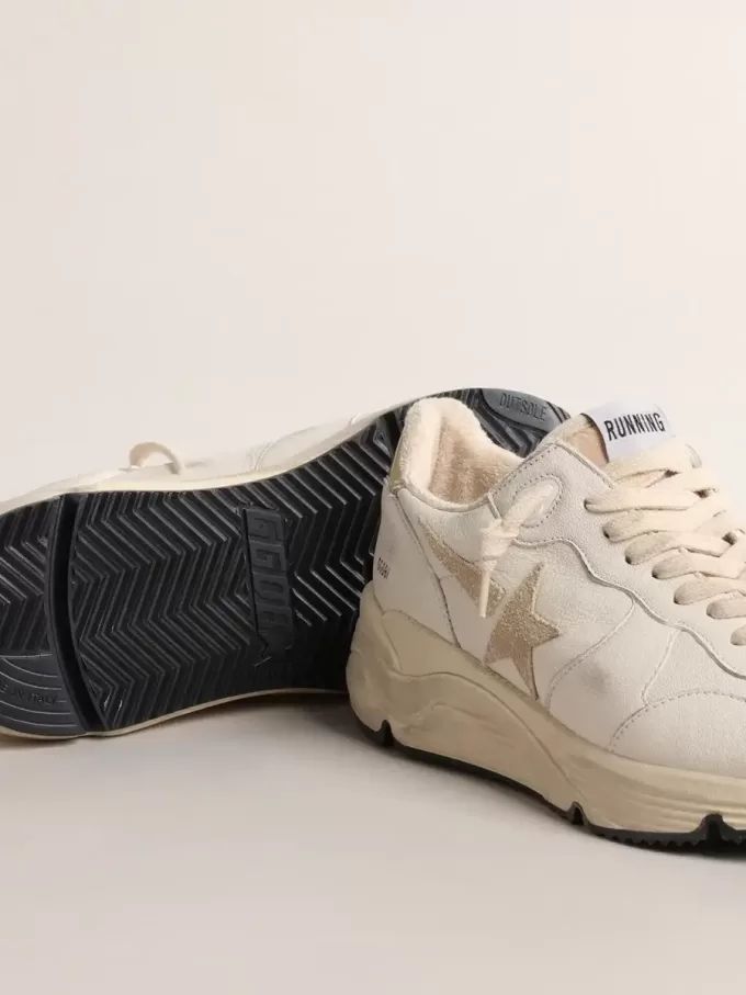Running Sole LTD för damer i nappa med stjärna i mocka och guldfärgad hälflik