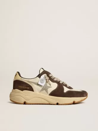 Running Sole LTD för damer i nappa och brunt mocka med en stjärna i Swarovski-kristall
