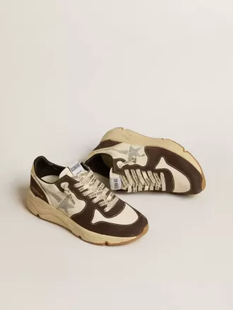 Running Sole LTD för damer i nappa och brunt mocka med en stjärna i Swarovski-kristall