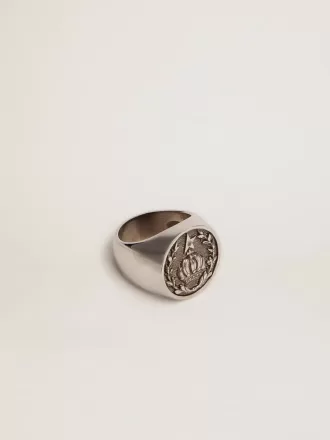 Signetring för män i antik silverfärg