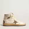 Sky-Star för damer i vitt nappaläder med duvgrå mockastjärna