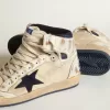 Sky-Star för herr i krämfärgat nylon och läder med blå mockastjärna Sky-Star för herr i krämfärgat nylon och läder med blå mockastjärna
