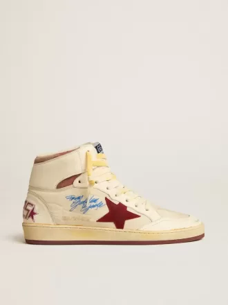 Sky-Star i beige nylon och nappa med granatäpplefärgad mocka-stjärna