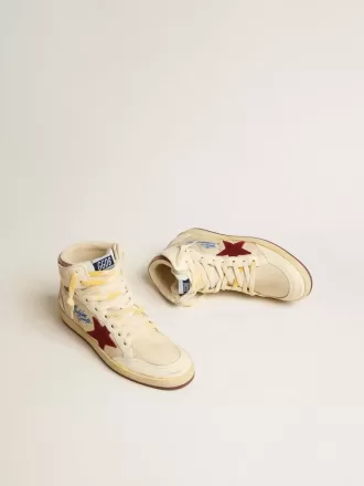 Sky-Star i beige nylon och nappa med granatäpplefärgad mocka-stjärna
