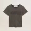 Slitad slim fit-T-shirt i antracitgrått