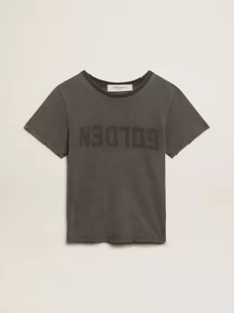 Slitad slim fit-T-shirt i antracitgrått