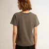 Slitad slim fit-T-shirt i antracitgrått