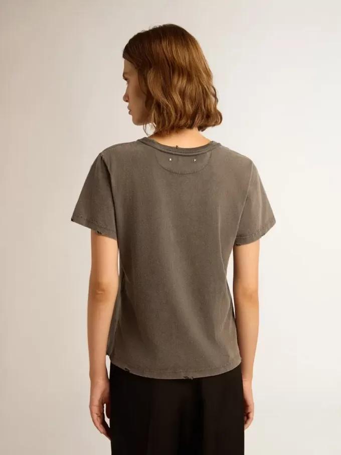 Slitad slim fit-T-shirt i antracitgrått