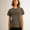 Slitad slim fit-T-shirt i antracitgrått