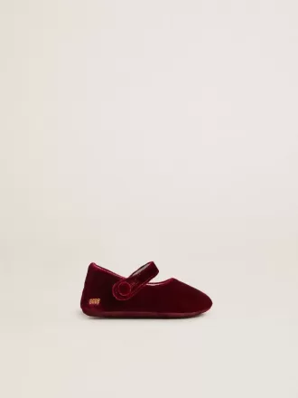 Sofi Baby-ballerinaskor i burgundy sammet och mocka