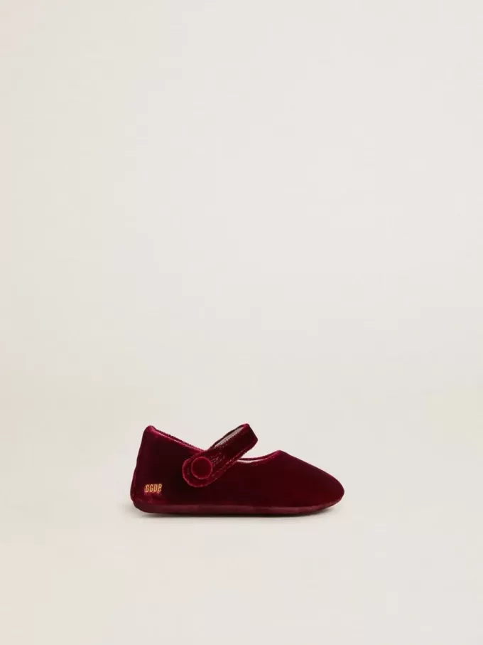 Sofi Baby-ballerinaskor i burgundy sammet och mocka Sofi Baby-ballerinaskor i burgundy sammet och mocka