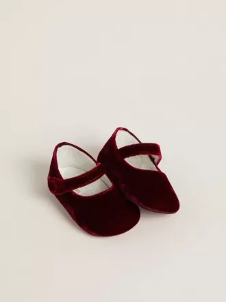 Sofi Baby-ballerinaskor i burgundy sammet och mocka