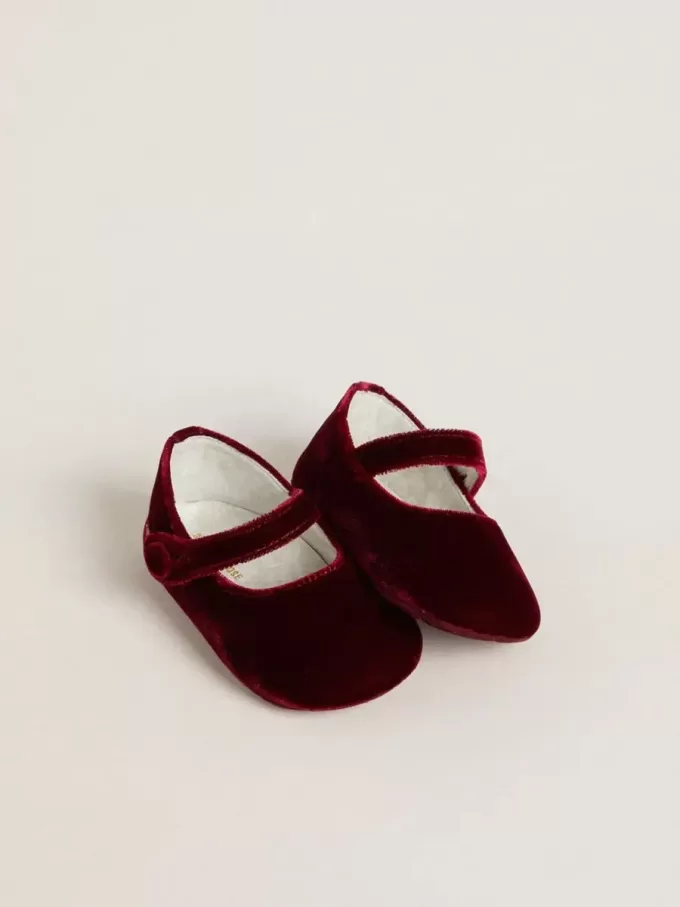 Sofi Baby-ballerinaskor i burgundy sammet och mocka Sofi Baby-ballerinaskor i burgundy sammet och mocka
