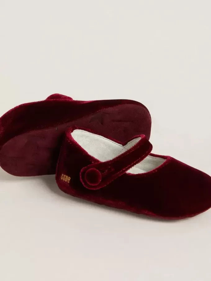 Sofi Baby-ballerinaskor i burgundy sammet och mocka Sofi Baby-ballerinaskor i burgundy sammet och mocka