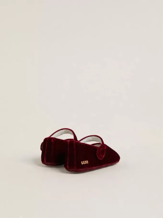 Sofi Baby-ballerinaskor i burgundy sammet och mocka Sofi Baby-ballerinaskor i burgundy sammet och mocka