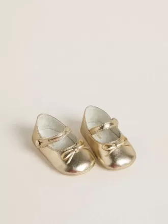 Sofi Baby-ballerinaskor i guldmetalliskt läder