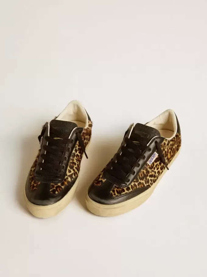 Soul Star i leopardmönstrat ponnyläder med svart nappa läderklack och insatser