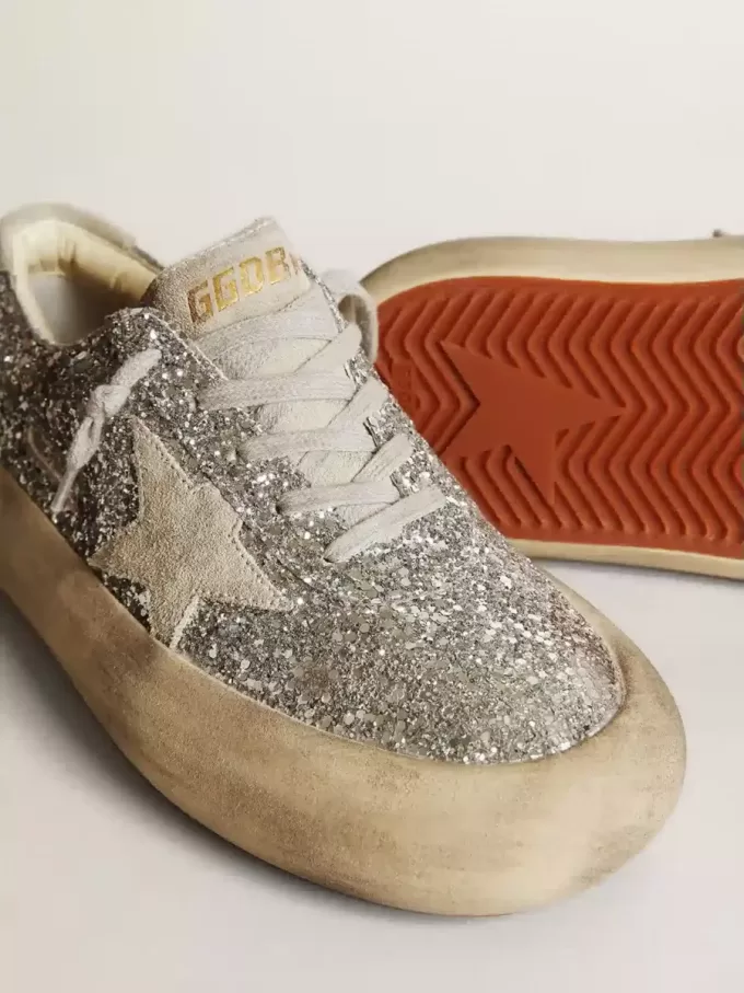 Space-Star för damer i silverglitter med isgrå stjärna