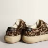Space-Star för herr i leopardmönstrat ponnyläder med svart stjärna och klack Space-Star för herr i leopardmönstrat ponnyläder med svart stjärna och klack