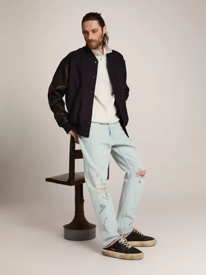 Space-Star Sabot-skor för herr i quiltad svart nylon med shearlingfoder