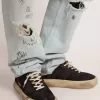 Space-Star-skor för herr i quiltad svart nylon med foder av fårskinn Space-Star-skor för herr i quiltad svart nylon med foder av fårskinn