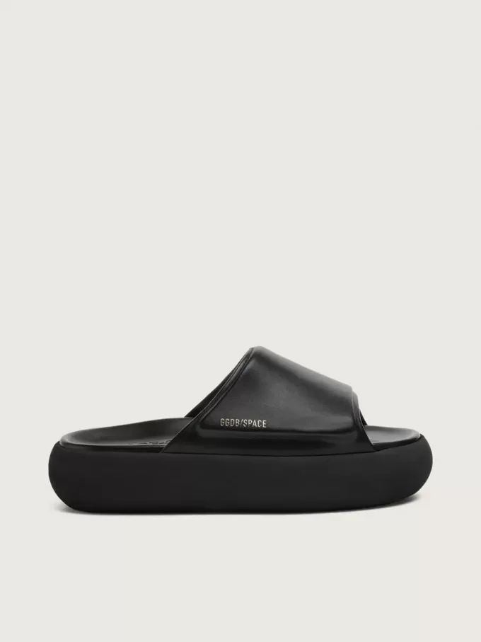 Space-Star Slide slip-ons för herr i svart läder
