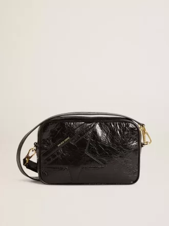 Star Bag i glansigt svart läder med ton-i-ton-stjärna