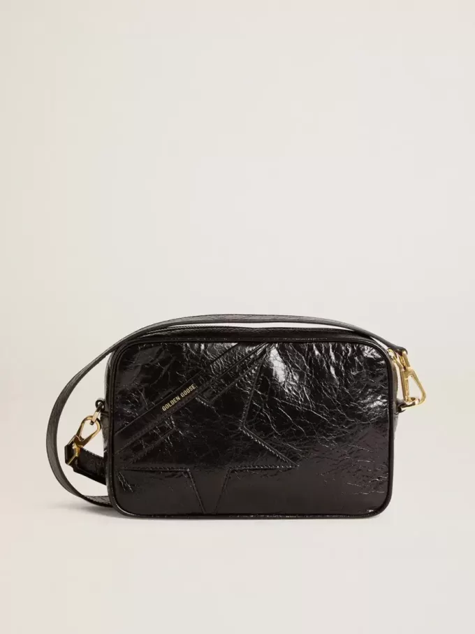 Star Bag i glansigt svart läder med ton-i-ton-stjärna Star Bag i glansigt svart läder med ton-i-ton-stjärna