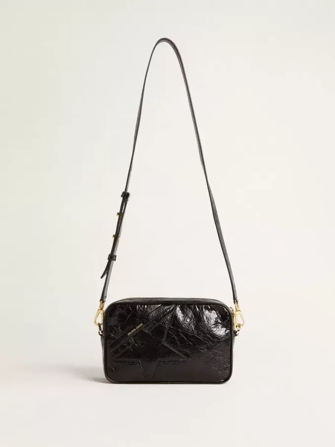 Star Bag i glansigt svart läder med ton-i-ton-stjärna Star Bag i glansigt svart läder med ton-i-ton-stjärna