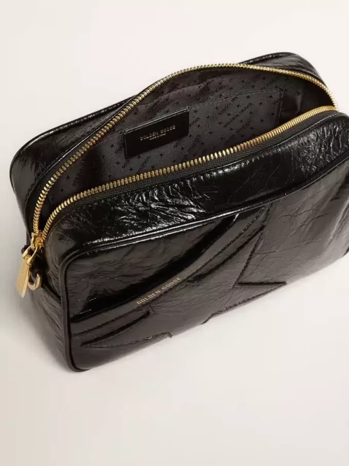 Star Bag i glansigt svart läder med ton-i-ton-stjärna Star Bag i glansigt svart läder med ton-i-ton-stjärna