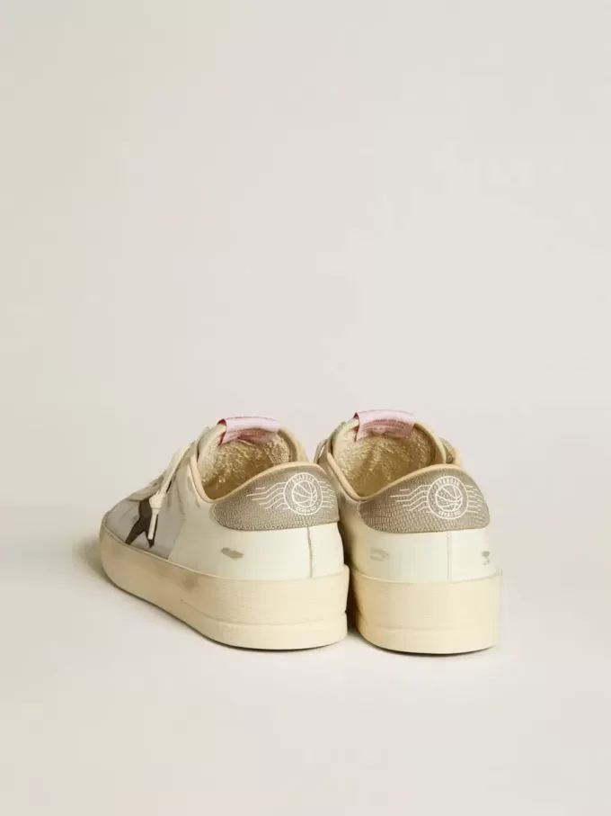 Stardan för herr i läder och nylon med svart läderstjärna och nubuckklackflik Stardan för herr i läder och nylon med svart läderstjärna och nubuckklackflik