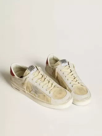 Stardan för herr i nubuck och krackelerat läder med silvermetallisk läderstjärna