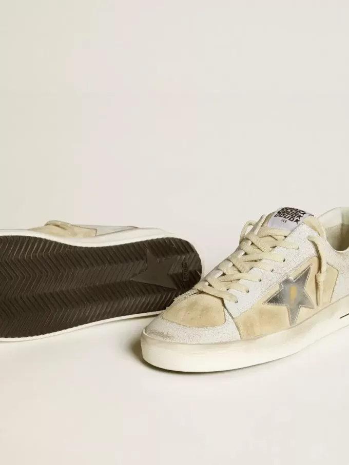 Stardan för herr i nubuck och krackelerat läder med silvermetallisk läderstjärna Stardan för herr i nubuck och krackelerat läder med silvermetallisk läderstjärna