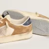 Stardan i beige nylon och mesh med insatser i tobaksfärgat mocka Stardan i beige nylon och mesh med insatser i tobaksfärgat mocka
