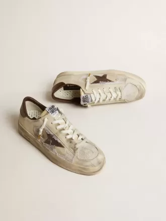 Stardan i nubuck och mesh med brun stjärna i läder med ödlemönster