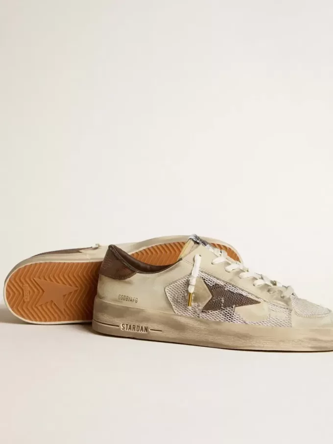 Stardan i nubuck och mesh med brun stjärna i läder med ödlemönster Stardan i nubuck och mesh med brun stjärna i läder med ödlemönster